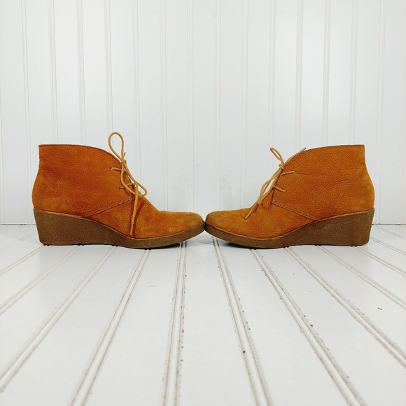 Lucky Brand Junes Leather Lace Up Wedge Chukka Ankle Boots C 606 - Picture 7 of 13